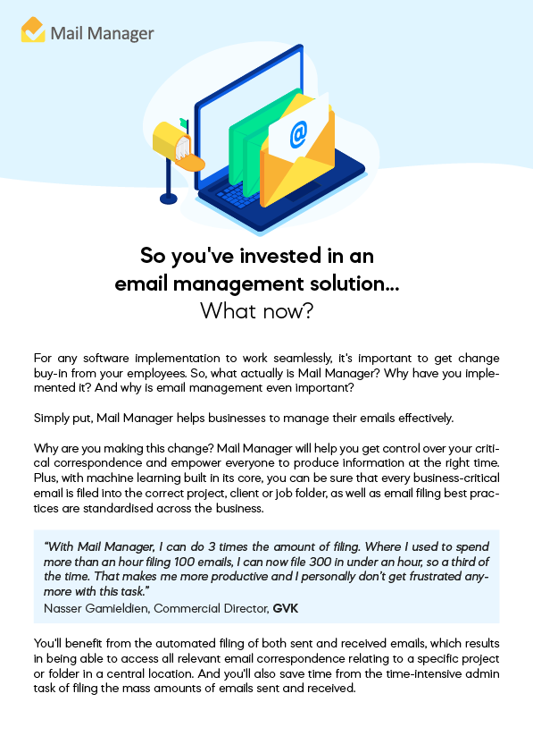 So youve invested in an email management solution... What now 2-01