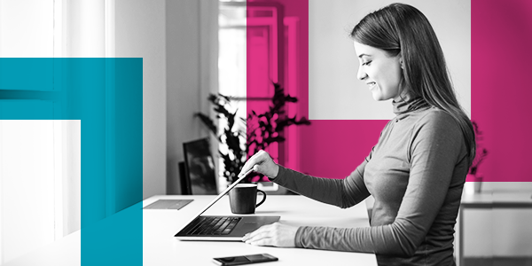 Woman closing laptop