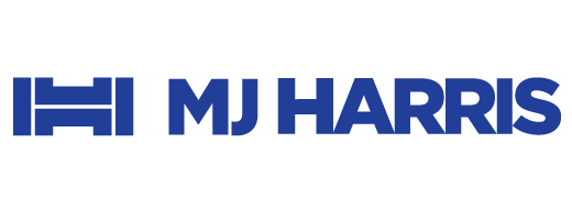 MJ Harris construction logo blue